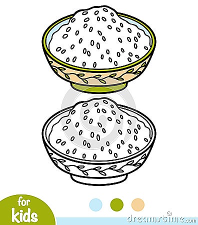 Coloring book, Steamed rice bowl Vector Illustration