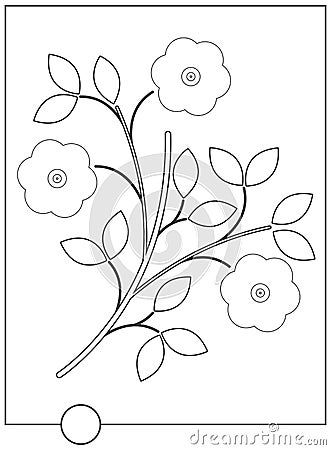 Coloring book with stylish flowers Vector Illustration