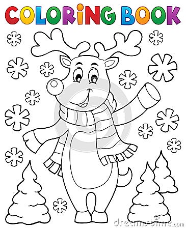 Coloring book stylized Christmas deer Vector Illustration