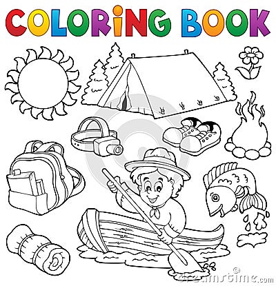 Coloring book summer outdoor collection Vector Illustration