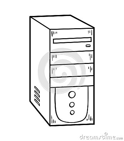 Coloring book, System unit Vector Illustration