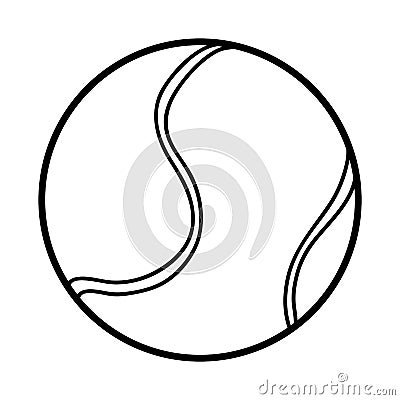 Coloring book, Tennis ball Vector Illustration