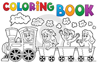 Coloring book train theme 2 Vector Illustration