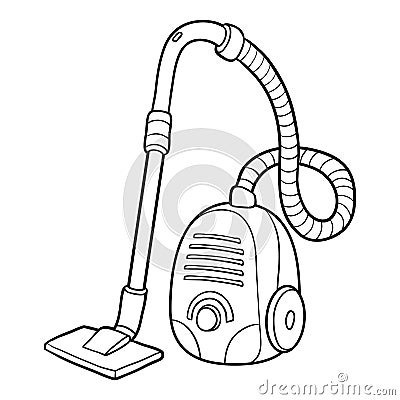 Coloring book, Vacuum cleaner Vector Illustration