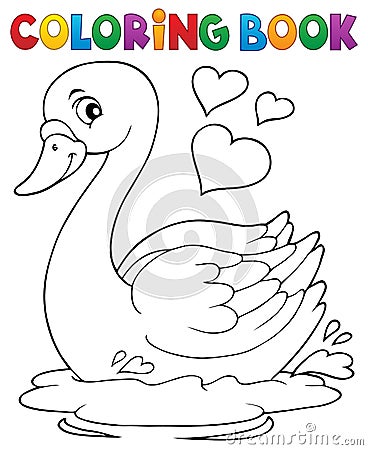 Coloring book Valentine swan theme 1 Vector Illustration