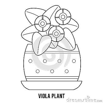 Coloring book, Viola plant Vector Illustration