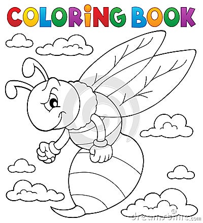 Coloring book wasp theme 1 Vector Illustration