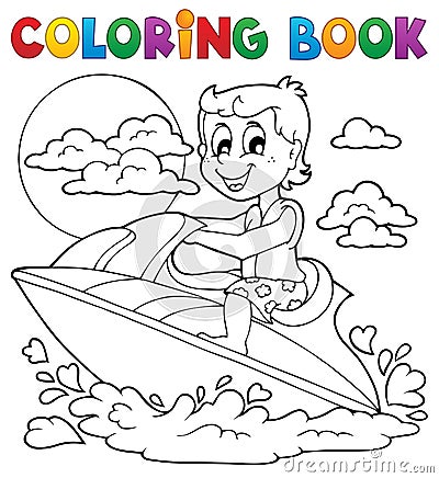 Coloring book water sport theme 2 Vector Illustration