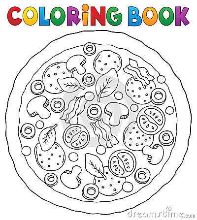 Coloring book whole pizza theme 1 Vector Illustration