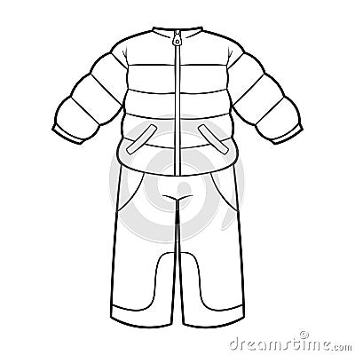 Coloring book, Winter snowsuit for boys Vector Illustration