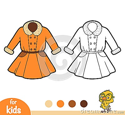 Coloring book, Women coat Vector Illustration