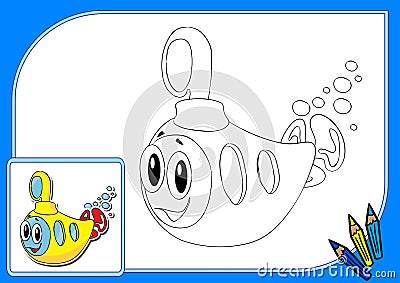 Coloring book yellow submarine Vector Illustration