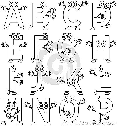 Coloring Cartoon Alphabet [1] Vector Illustration