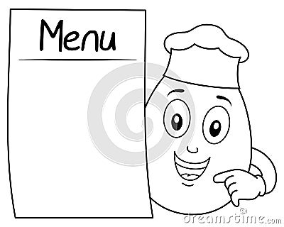 Coloring Chef Egg Character & Blank Menu Vector Illustration