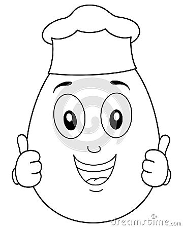 Coloring Chef Egg Character Thumbs Up Vector Illustration