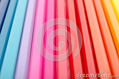 Coloring Crayons Arranged In Rainbow Line Abstract Stock Photo