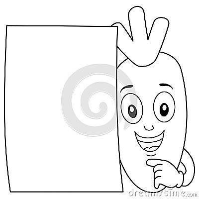 Coloring Cute Carrot Character with Menu Vector Illustration