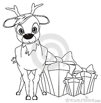 coloring deer with gifts Stock Photo