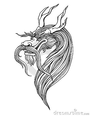 Coloring dragon, mythical monster, yormungand Vector Illustration