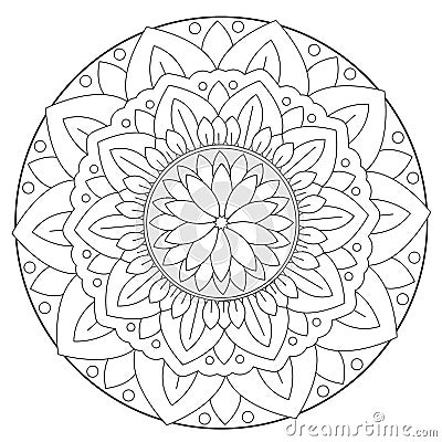 Coloring Floral Leaf Mandala Vector Illustration