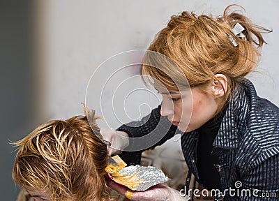 Coloring hair Stock Photo