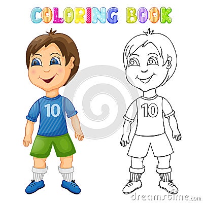 Coloring happy boy isolated Vector Illustration