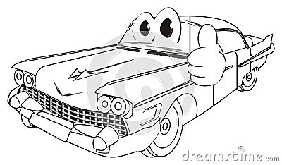 Coloring happy old car with gesture Stock Photo