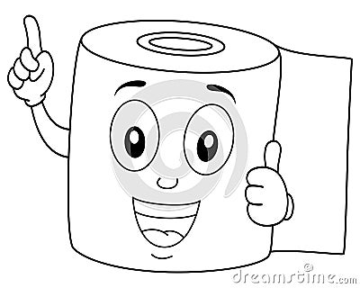 Coloring Happy Toilet Paper Smiling Vector Illustration