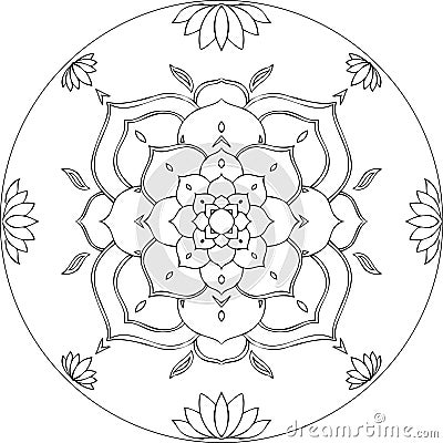 Coloring Lotus Mandala Diksha Vector Illustration