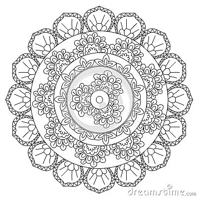 Coloring Outline Abstraction Mandala Vector Illustration