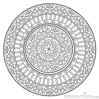 Coloring Outline Ethnic Mandala Vector Illustration