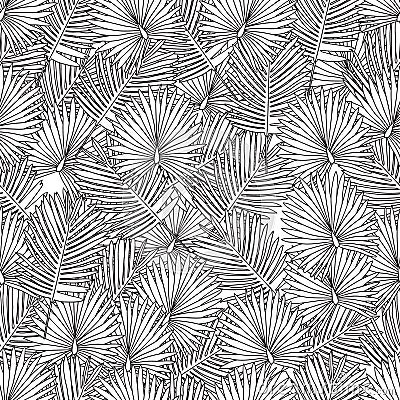 Download Coloring Page For Adult Coloring Book.seamless Background.palm Leaves,black And White. Stock ...