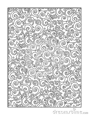 Coloring page for adults, or black and white ornamental background Vector Illustration