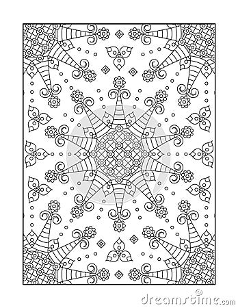 Coloring page for adults, or black and white ornamental background Vector Illustration