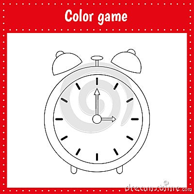 Coloring page of a alarm for kids Vector Illustration