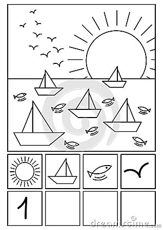 Coloring page Beach math game