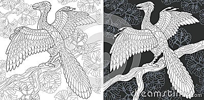 Coloring pages with Archeopteryx Vector Illustration