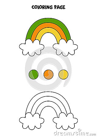 Color cute colorful rainbow. Worksheet for kids. Vector Illustration