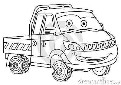 Coloring page with delivery truck cargo van Vector Illustration