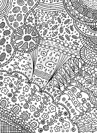 Coloring page in doodle abstract style. Vector art for adult col Vector Illustration