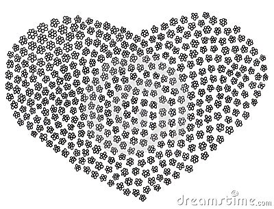 Coloring page with doodle floral heart Stock Photo