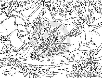 Coloring page The Fairy Stock Photo