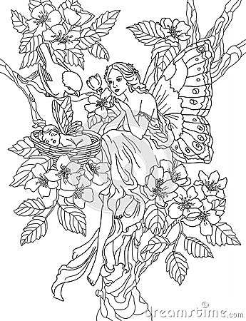 Coloring page The Fairy Stock Photo