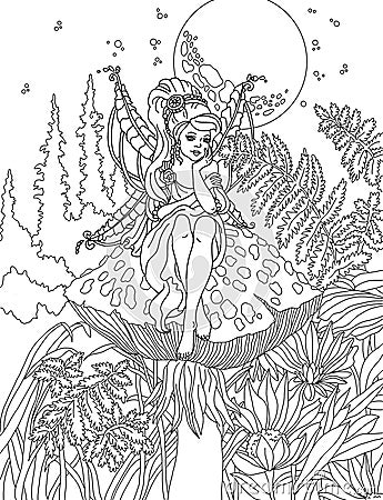 Coloring page The Fairy Stock Photo