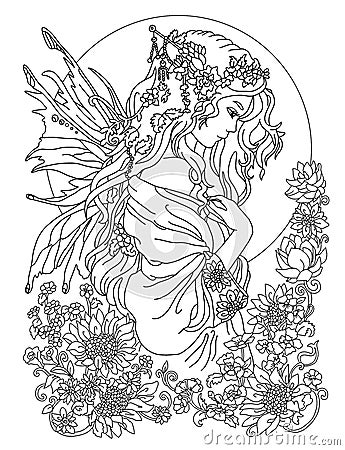 Coloring page The Fairy Stock Photo