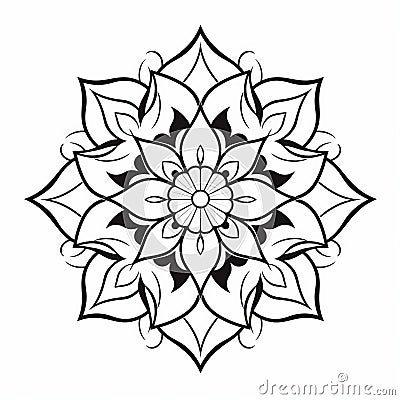 Graceful Mandala Flower With Art Nouveau-inspired Black And White Designs Stock Photo