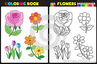 Coloring page flowers Vector Illustration