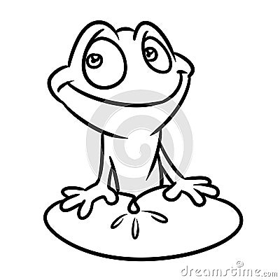Coloring page frog smile water lily leaf animal Cartoon Illustration