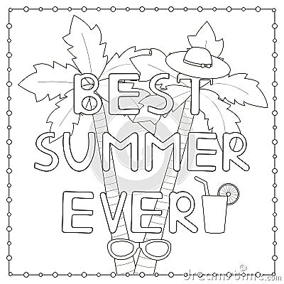 Coloring page with hand drawn text Cartoon Illustration