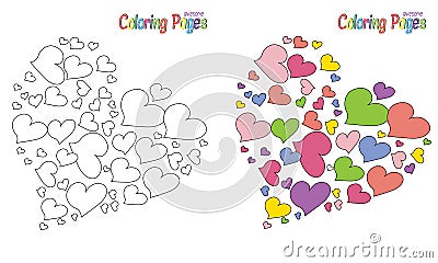 Coloring Page Heart shapes Vector Illustration